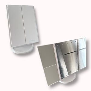 Trifold 1/2/3X magnifying vanity mirror